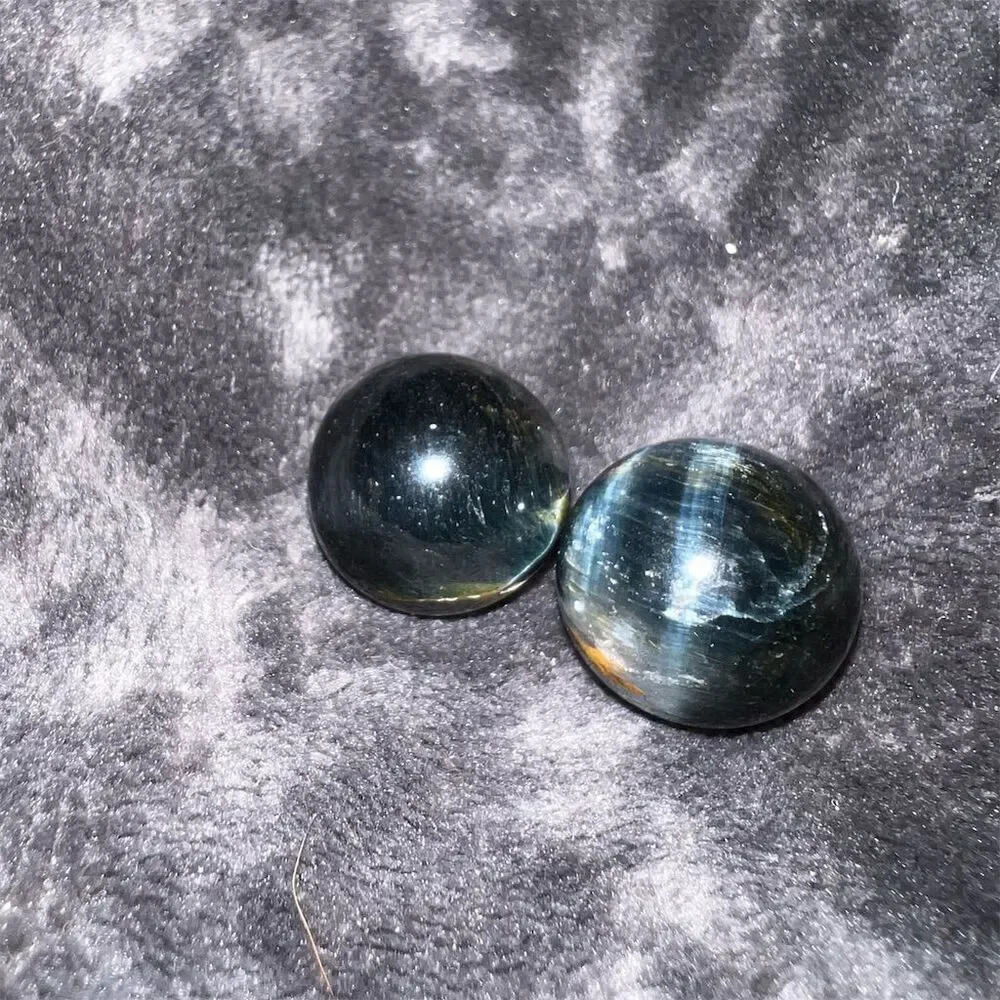 Blue Tiger Eye  Spheres Set of 2 Polished Natural Gemstone - Approx 20mm